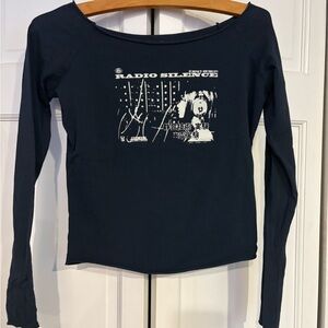Brandy Melville John Galt Black Long Sleeve Graphic Tee